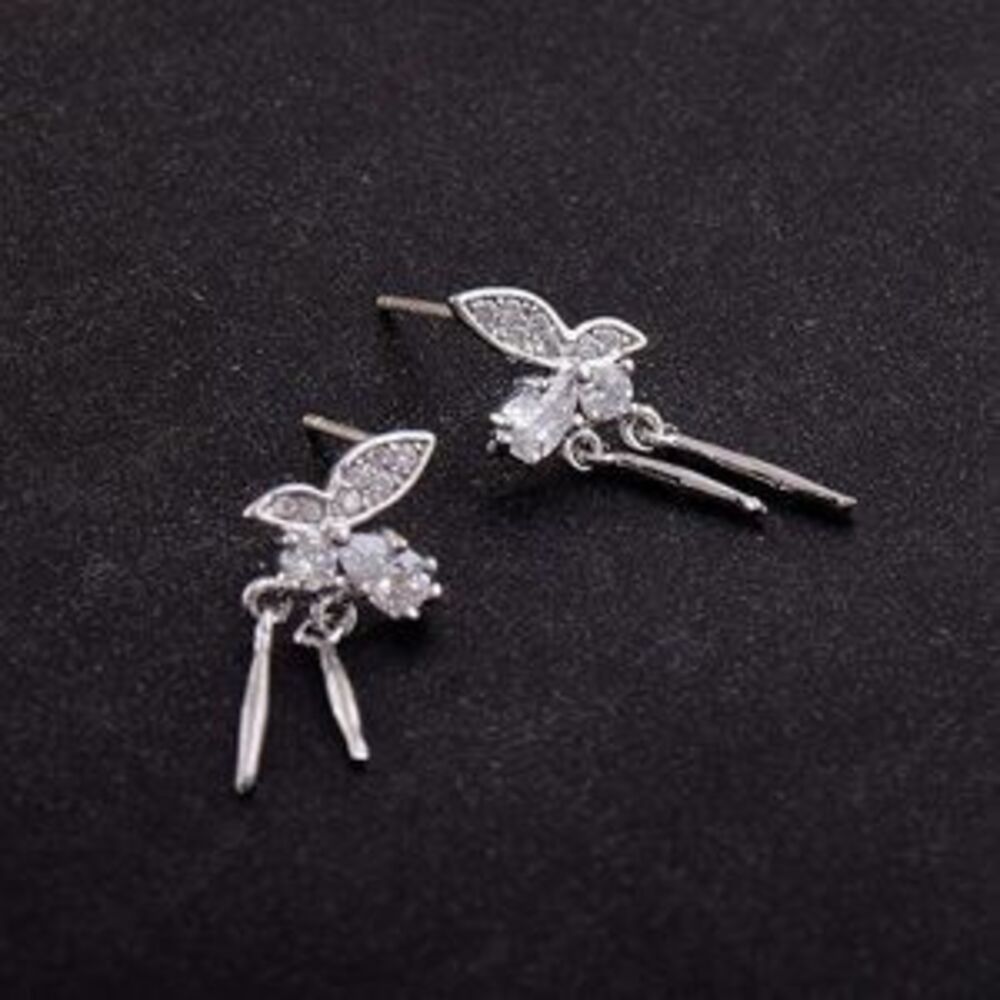 NEW 925 Silver Diamond Butterfly Earrings B5